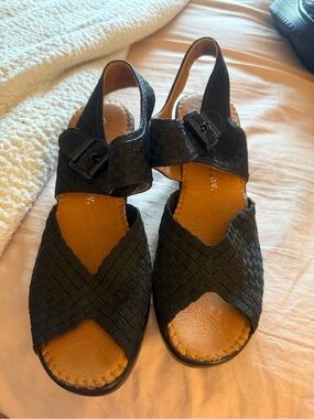 Women’s Black Woven Slingback Sandals